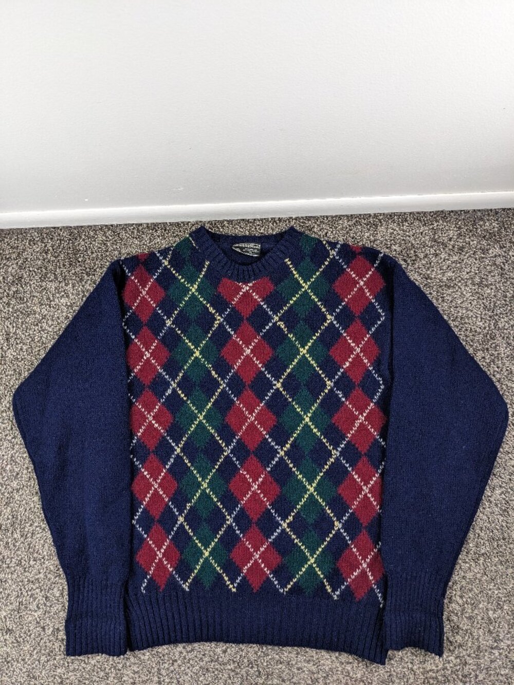 Vintage Preswick & Moore Sweater Shetland Wool Argyle Mens Medium Ireland Made
